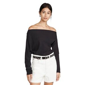 Free People Fuji Off-Shoulder Thermal Top Black